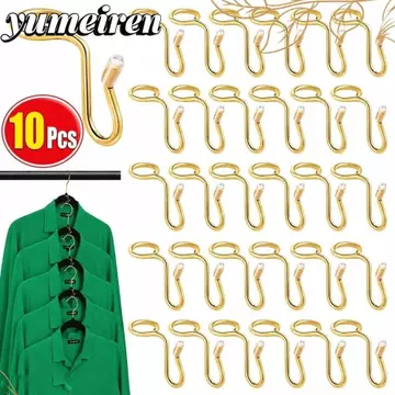 YUMEIREN 10 Chiếc Móc Treo Quần Áo Móc Mở Rộng, Tiết Kiệm Không Gian Móc Treo Kim Loại Kết Nối Móc Treo, Di Động Nhiều Lớp Móc Treo Quần Áo Móc Tủ Quần Áo Lưu Trữ Quần Áo