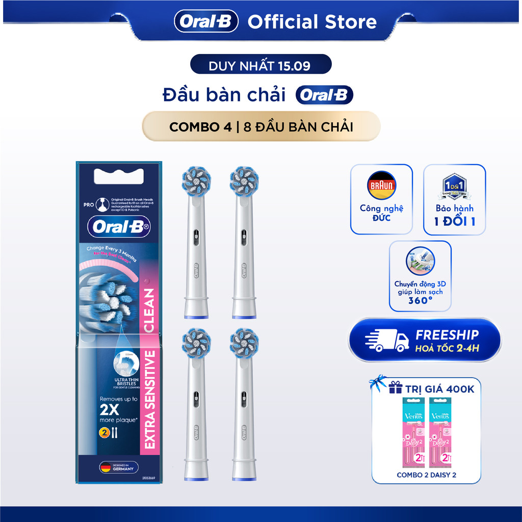 [HỎA TỐC 2H-4H] Combo tiết kiệm set 8 đầu bàn chải Vitality Pro Deep Clean/Whitening/Sensitive