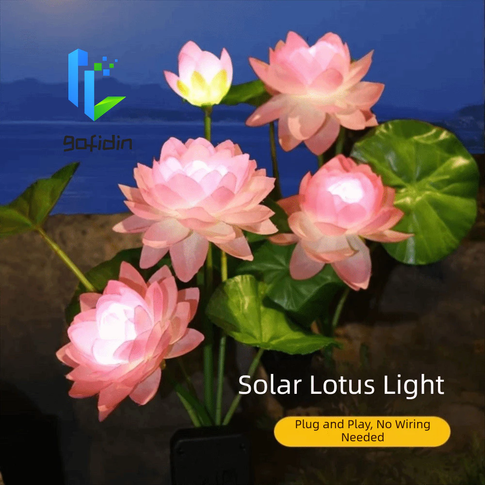 Đèn sen năng lượng mặt trời GOFIDIN, 3 đèn LED cắm đèn LED bãi cỏ, Đèn trường Đèn LED chạy bằng năng lượng mặt trời Thiết kế hoa sen Đèn sân vườn Trang trí bãi cỏ
