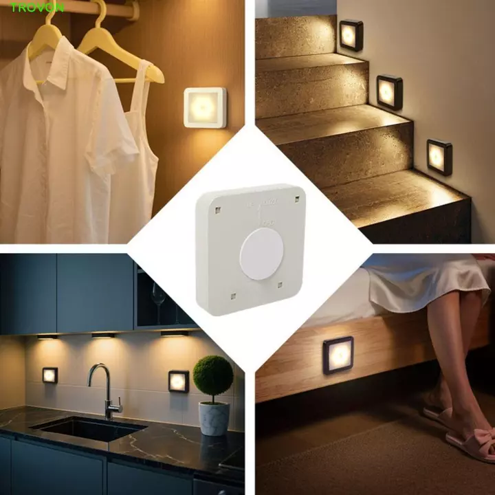 Đèn ngủ cảm biến chuyển động TROVON, Đèn ngủ LED thông minh cảm biến tự động, Đèn gia đình Đèn trắng ấm Đèn LED tiết kiệm năng lượng Đèn ngủ hoạt động bằng pin Phòng ngủ