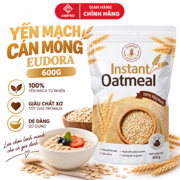 Yến Mạch Cán Mỏng Eudora Túi 600g Giàu Chất Xơ Phù Hợp Eat Clean Yến Mạch Ăn Sáng Tiện Lợi