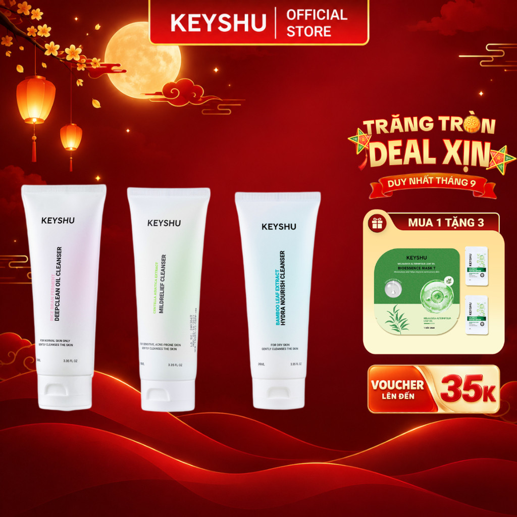 Combo 3 Sữa Rửa Mặt KEYSHU Làm Sạch Bụi Bẩn Bã Nhờn 99ml