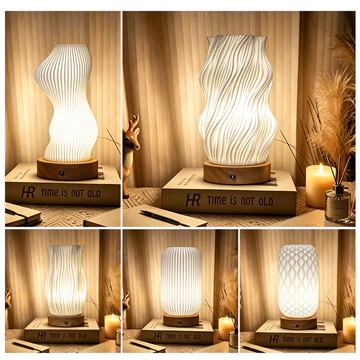 3D In Đèn Bàn Không Khí Đèn Phòng Ngủ Đèn Bàn Trang Trí Nước Sóng Đèn Bàn Đầu Giường Đèn Ngủ Chèn Bình Khô Đèn 2YJ9