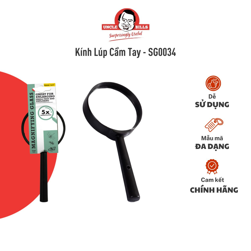 Kính Lúp Cầm Tay X5 Lần UNCLE BILLS Có Độ Phóng Đại X5 Dễ Dàng Sử Dụng Tiện Lợi 13x6.5cm - SG0034