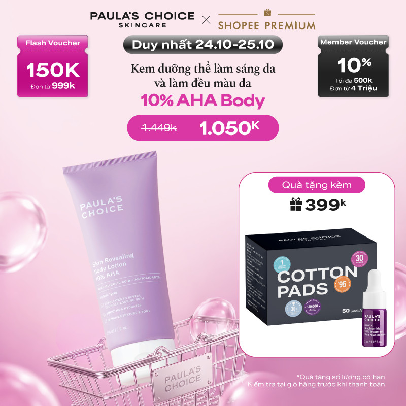 Kem dưỡng thể làm sáng da và làm đều màu da Paula's Choice Skin Revealing Body Lotion 10% AHA 210ml 5900
