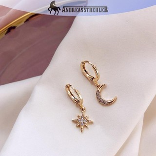 Onetimingfine 1 Cặp Thời Trang Ngôi Sao Mặt Trăng Bất Đối Xứng Vòng Bông Tai Nữ Bé Gái Vàng Màu Bạc Đảng Trang Sức Quà Tặng VN