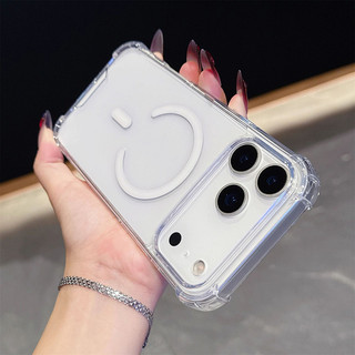 Ốp lưng iPhone trong suốt 4 góc túi khí chống sốc, hỗ trợ sạc từ tính cho iPhone 11 12 13 14 15 16 17 Pro Max 17 Air