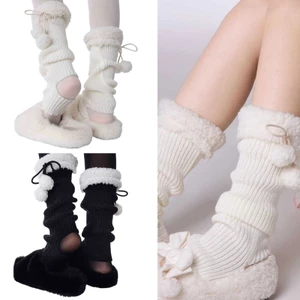 XGB Khuấy Chân Ấm Áp Cho Nữ Bé Gái Sang Trọng Dệt Kim Chân Tay Mùa Đông Ấm Áp Mắt Cá Chân Gót Tất Lolitas Chân Có