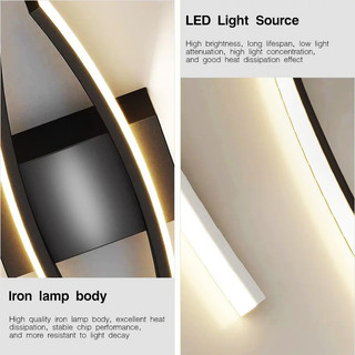 Đèn tường LED hiện đại tối giản, trang trí nội thất đen trắng, phòng khách, chiếu lên xuống, dùng trong nhà cho phòng ngủ