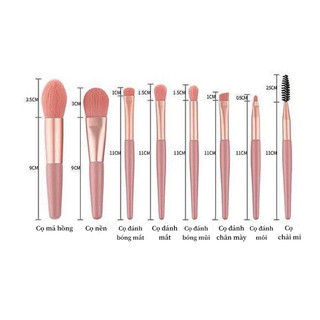 Bộ cọ trang điểm 8 món kèm túi zip dễ thương, tiện dụng