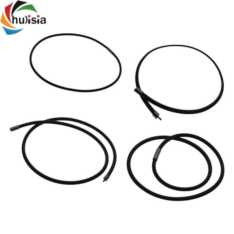 Dây cao su màu đen 4mm Vòng cổ bạc Khóa móc Unisex Trang sức DIY