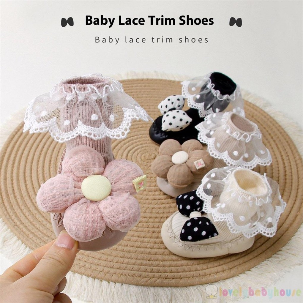 LBH-Baby Girl Dễ Thương Hoa / Nơ Chống Trơn Trượt Dép Đi Bộ Ấm Áp Cho Mọi Mùa