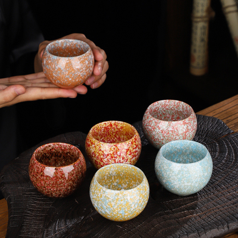 Gốm Tianmu Glaze Kiln Thay Đổi Cốc Xây Dựng Sakura Rồng Trứng Cốc Không Màu Cốc Kung Fu Trà Master Cup Bát Trà Quà Tặng 7PB2