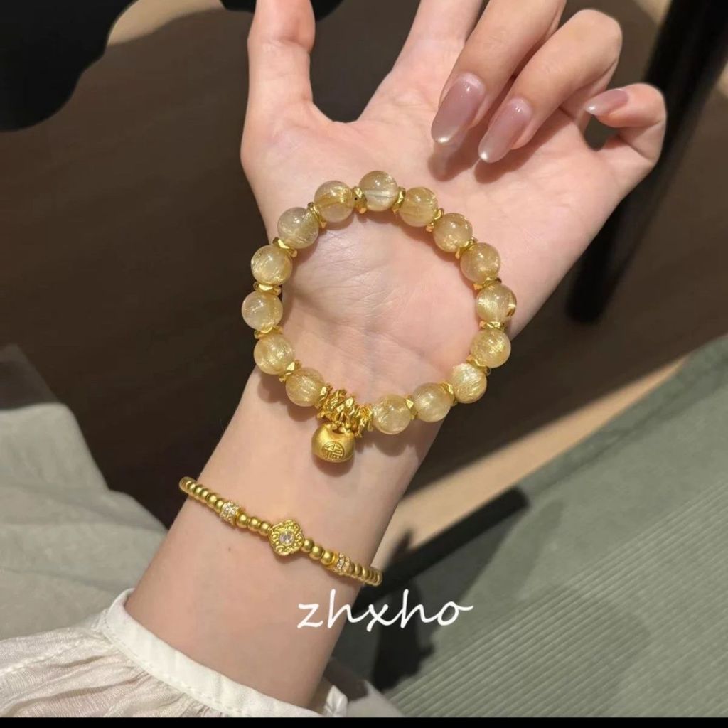 Vòng tay thạch anh xẻ tà màu vàng Chubby Fortune Trang sức nữ phong cách mới