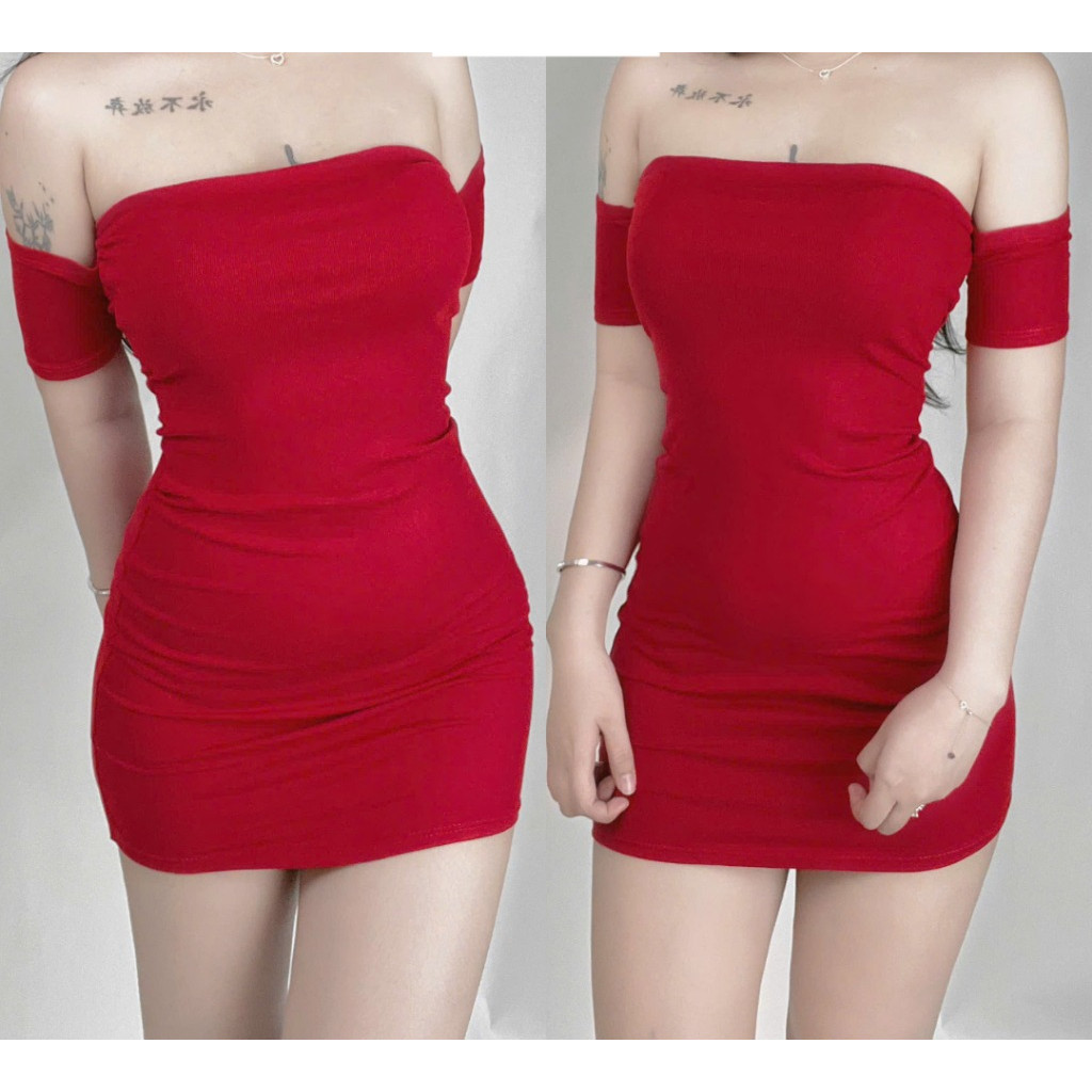 Đầm Body Ống Trễ Vai, Đầm Thun Ôm Tôn Dáng Ngắn Kiểu Rớt Tay Cho Nữ Gợi Cảm_D064