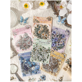 JIANWURattan Bóng Cắt Cạnh Series Vintage Hoa Phong Cảnh Chất Liệu Cắt Kéo Sổ Lưu Niệm PET Miếng Dán Sáng Tạo Tạp Chí Văn Phòng Phẩm