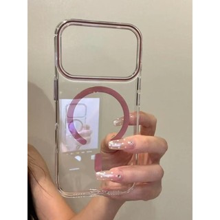 Ốp điện thoại hút từ tính trong suốt acrylic sang trọng cho iPhone17 16 15 14 13 Pro Max bảo vệ camera chống sốc chống rơi mặt sau cứng