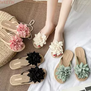 Dép đi biển WEETW, Dép xỏ ngón hoa ngày lễ chống trượt, Giày đế bằng thông thường Dép đi biển kỳ nghỉ ngoài trời