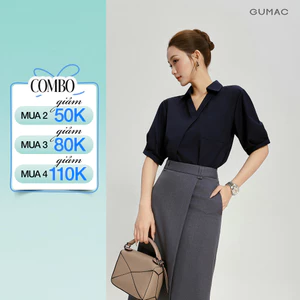 Áo Sơ Mi Nữ GUMAC Form Suông Cổ V Nẹp Đắp Chéo Tôn Dáng Nữ Tính AG04018