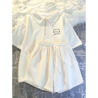 Bộ đồ thể thao nữ mùa hè mới, kiểu dáng rộng rãi, cổ polo, phong cách giản dị dành cho nữ