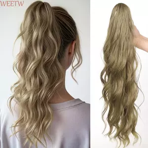 Bộ tóc giả đuôi ngựa WEETW Wave, Kẹp móng vuốt nhiều lớp trong phần mở rộng đuôi ngựa xoăn dài, Bộ tóc đuôi ngựa tổng hợp lông tơ tự nhiên thời trang dành cho nữ