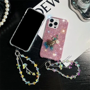 Con công Phnom Penh ba chiều đầy đủ kim cương sang trọng Thích hợp cho vỏ điện thoại Apple 16pro Vòng tay iPhone17 14 trọn gói 15