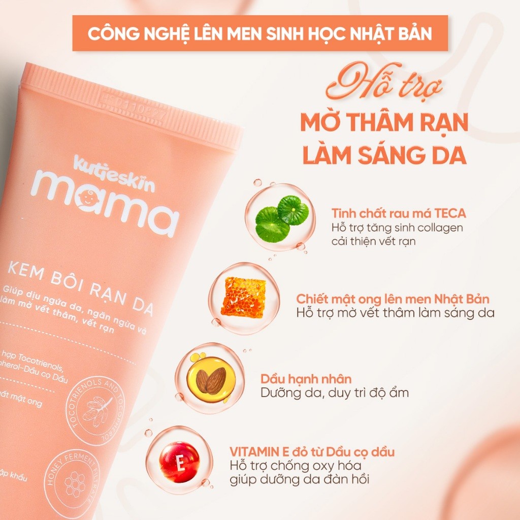 Kem Rạn Da Mờ Cả Rạn Đỏ Rạn Trắng Kutieskin Mama, Giảm Kích Thước Vết Rạn, Mờ Vết Rạn Lâu Năm