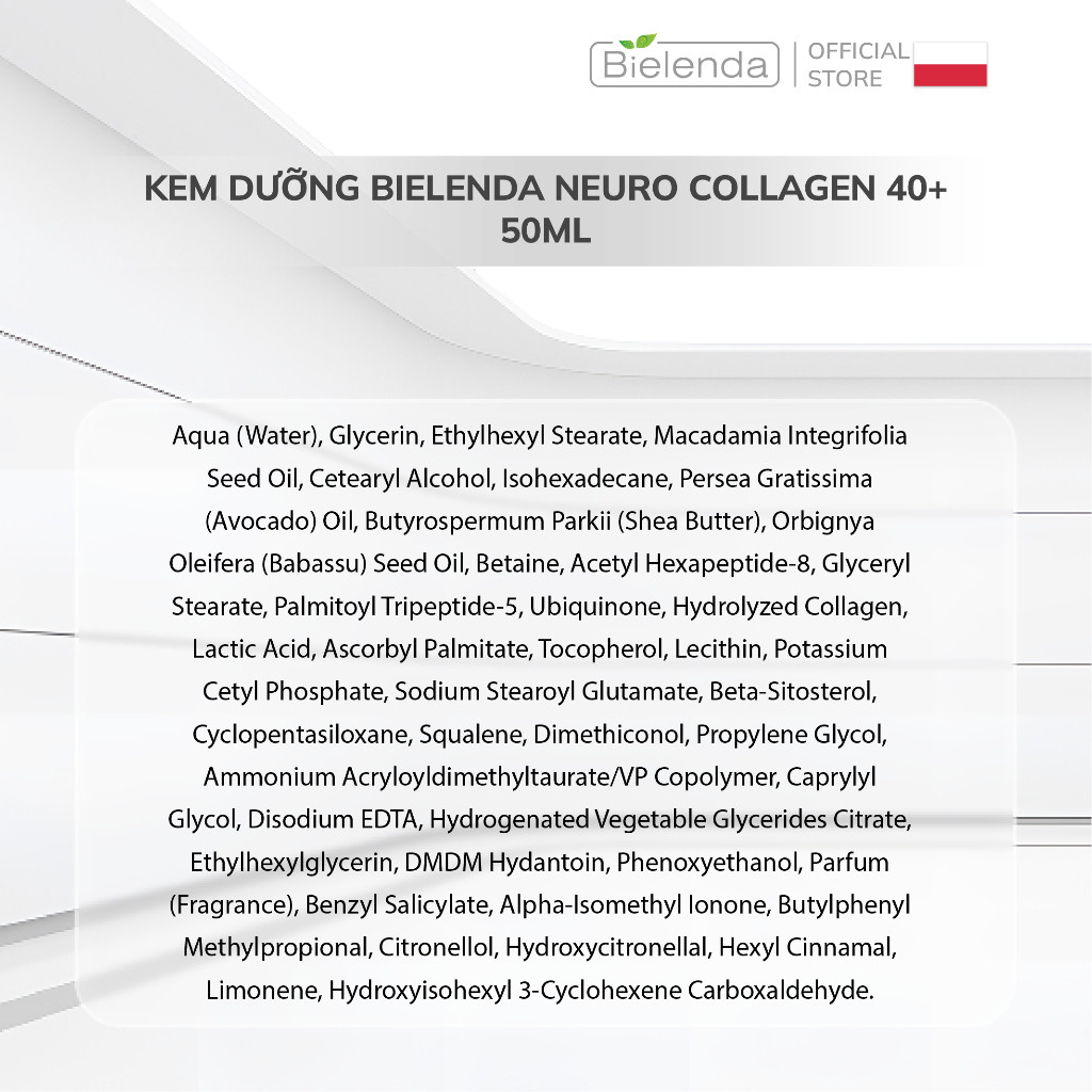 Kem dưỡng Bielenda Neuro Collagen 40+ dưỡng ẩm sâu, tăng độ đàn hồi, hỗ trợ trẻ hóa da 50ml