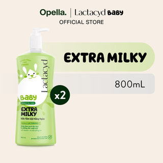 Bộ 2 Chai Sữa Tắm Gội Trẻ Em Lactacyd Baby Extra Milky Làm Sạch Dịu Nhẹ và Dưỡng Ẩm Vượt Trội Size Jumbo 800ml