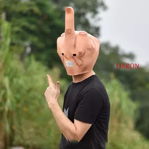 Mặt nạ ngón giữa DARON, Cung cấp cho ngón tay Mặt nạ tuyệt vọng ngón tay giữa dọc, Mặt nạ DJ tuyệt vọng Lỗ thoáng khí bền bỉ Đạo cụ mũ nón Halloween