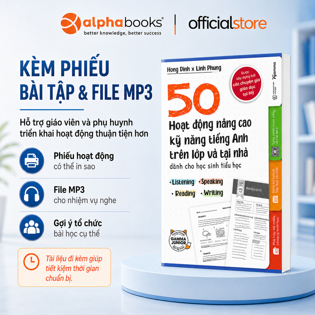 Sách - 50 Hoạt Động Nâng Cao Kỹ Năng Tiếng Anh Trên Lớp Và Tại Nhà Dành Cho HS Tiểu Học(Gamma Books)