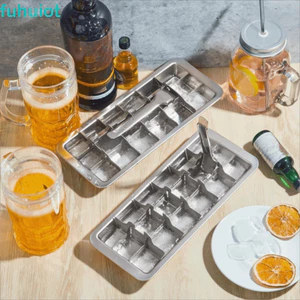 Khay làm đá viên FUHUIOT, Khuôn làm đá viên phân vùng di chuyển bằng thép không gỉ, Hình chữ nhật gia đình Đóng băng nhanh 18 khe Máy làm đá viên mùa hè