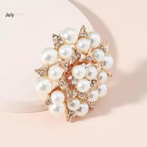 JULYHOT Ngọc Trai Trắng Thanh Lịch Pha Lê Hoa Nữ Nhẫn Phụ Kiện Trang Sức Sang Trọng Lớn Hoa Hàn Quốc Zircon Nhẫn Đính Hôn Dự Tiệc Quà Tặng Massivedeals