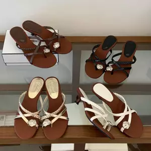 TT Dệt Dép xỏ ngón Dép xỏ ngón Mùa hè Dép xỏ ngón Dép xỏ ngón Giày đi nghỉ bằng da thật