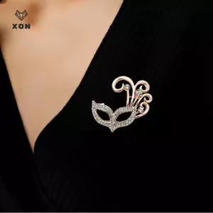 Mặt nạ cáo kim cương giả thời trang Trâm cài men cho nữ Quần áo Áo khoác Trang sức Phụ kiện Quà tặng [Mina]