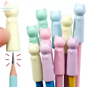 GILL 10 Chiếc Nắp Bảo Vệ Nib Bút Chì, Chỉnh Văn Phòng Phẩm 2 Trong 1 Tẩy, Chất Lượng Cao Hình Mèo Bút Chì Mở Rộng Trường Học Đồ Dùng Văn Phòng