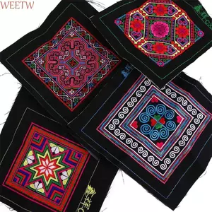 WEETW Quần Áo Táo, Họa Tiết Hoa Thêu Vải Phong Cách Dân Tộc Miếng Dán Vải, Miao Thêu Vuông Quần Áo Miếng Dán May