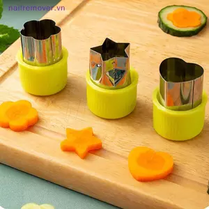 3 Cái / bộ Hình Trái Tim Ngôi Sao Hoa Cắt Rau Củ Tay Cầm Nhựa Di Động Thép Không Gỉ Cắt Trái Cây Tiện Ích Nhà Bếp MỚI
