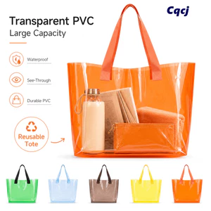 Túi đeo vai CQCJ, Túi trong suốt PVC rắn, Túi lưu trữ tái sử dụng màu thạch du lịch ngoài trời