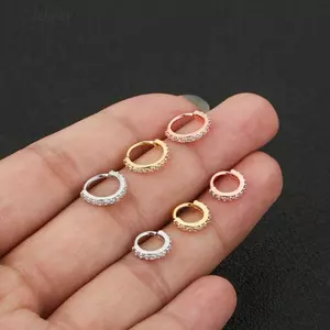 Vòng mũi hình tròn DELMER Cubic Zircon, Bông tai xỏ khuyên không gây dị ứng Châu Âu và Châu Mỹ Sụn xoắn, Móc Punk Đồng Mũi Lễ Hội Trang Sức Cơ Thể