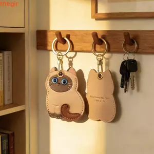 THEGIRL8B Pu Da Mèo Mặt Dây Chuyền, Móc Treo Hoạt Hình Động Vật Móc Khóa, Nhiều Màu DIY Handmade Sáng Tạo Thẻ Truy Cập Bao Túi Trang Trí
