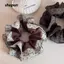 SHUPUN Đuôi Ngựa Tóc Scrunchies, Dây Cao Su Họa Tiết Chấm Bi Dây Buộc Tóc Co Giãn, Thanh Lịch Kích Thước Lớn 16cm / 6.3in Vintage Phụ Kiện Tóc Bé Gái