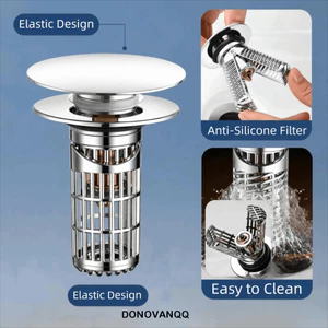 Nút chặn thoát nước lưu vực DONOVANQQ, Chất liệu chống ăn mòn Nút chặn bật lên chống rò rỉ, Dễ dàng tháo rời Bộ lọc tích hợp Vòng niêm phong Bounce Core Bồn tắm Nút chặn rò rỉ Sử dụng trong gia đình
