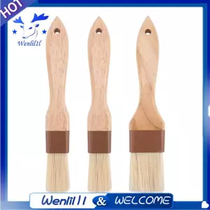 Bàn chải bánh ngọt, Bàn chải Basting để nấu ăn, Bàn chải BBQ lông tự nhiên cho dầu & nước sốt, Bàn chải thực phẩm tay cầm bằng gỗ 3 gói Dễ sử dụng