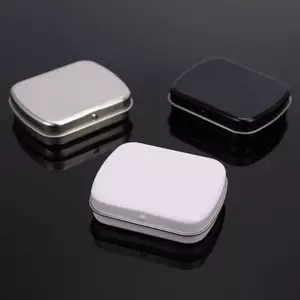 Bộ dụng cụ sinh tồn Hộp đựng lật bạc bằng kim loại rỗng nhỏ cho kẹo chìa khóa