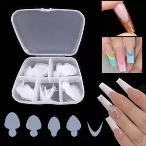 60 Miếng đệm silicon mềm có thể tái sử dụng Stencil Pháp Stier Nail Art Extension Duet System Hình thức kép Công cụ xây dựng móng tay kiểu Pháp
