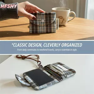 HFSHY Girls Mini Dark Coffee Kẻ Sọc Ví Thời Trang Mỏng Thẻ Ví Giữ Ngân Hàng ID Photocards Nhẹ Di Động Cho Trường Học Quà Tặng Mua Sắm VN