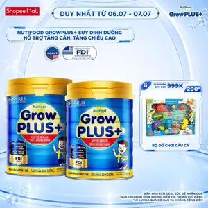 Combo 2 Sữa Bột Nutifood GrowPLUS+ Xanh (Biếng Ăn) 900g - Trên 1 Tuổi - Tăng Cân Khỏe Mạnh (2 Lon x Lon 900g)