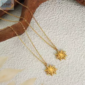Vòng cổ mặt dây chuyền mặt trời JVSUB, Vòng cổ thanh lịch đơn giản mạ điện bằng hợp kim, Mặt dây chuyền kết cấu kim loại thời trang