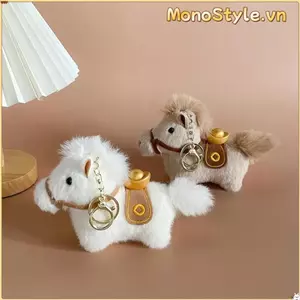 MONOSTYLE Sang Trọng Pony Móc Khóa, Năm Ngựa Yuanbao Pony Mặt Dây Chuyền Ngựa Sang Trọng, Động Vật Nhồi Bông Mini 10cm Túi Tóc Dài Mặt Dây Chuyền Quà Tặng